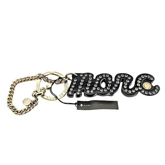 Marc Jacobs Accessories - Marc Jacobs Large Signature Black and Gold Keychain